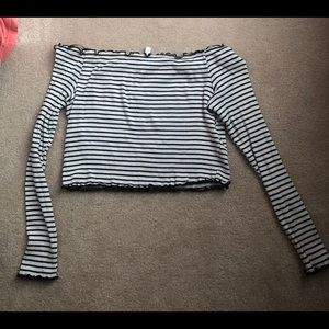Black and white striped crop top